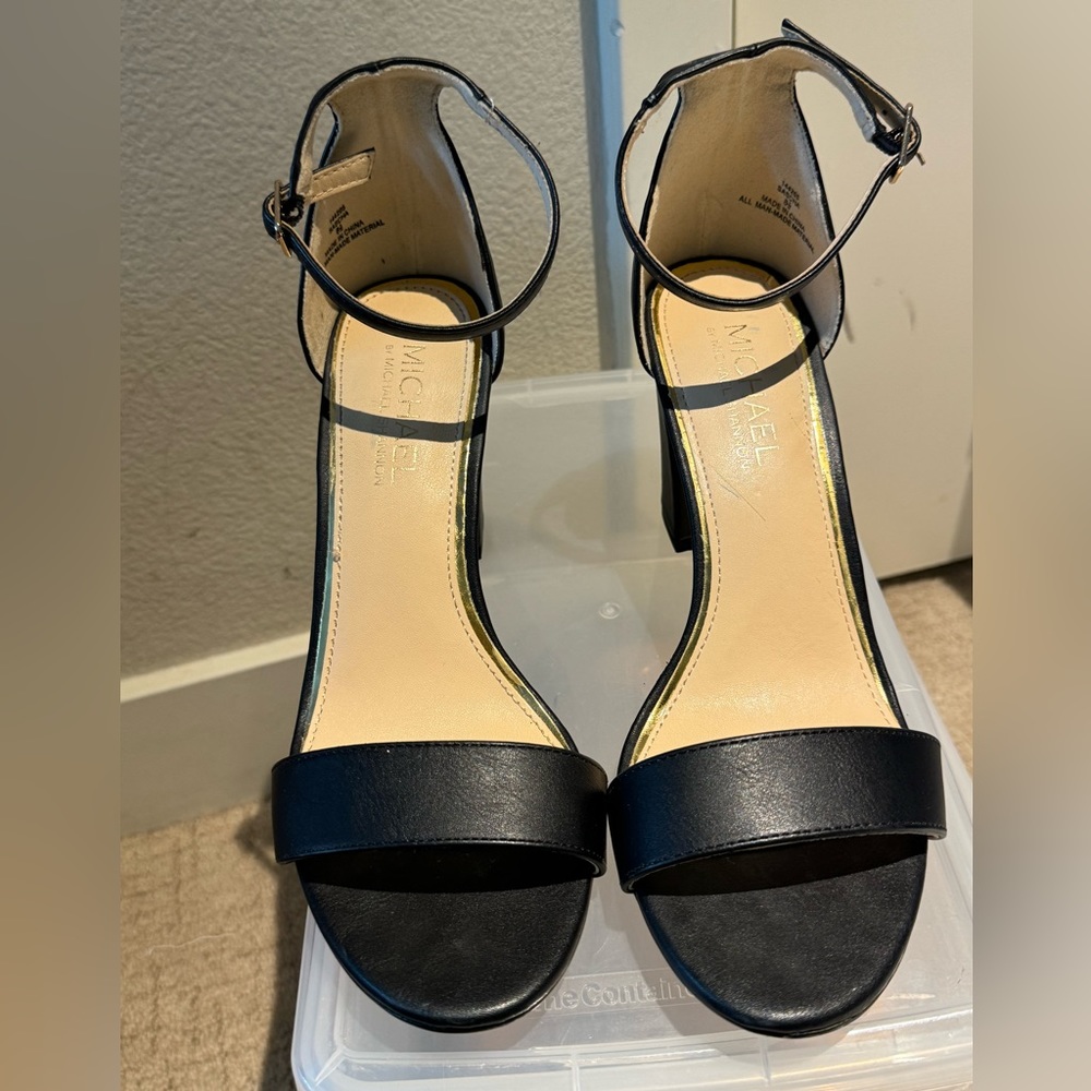 Michael By Michael Shannon Stella. Open Square Toe Block High Heel.